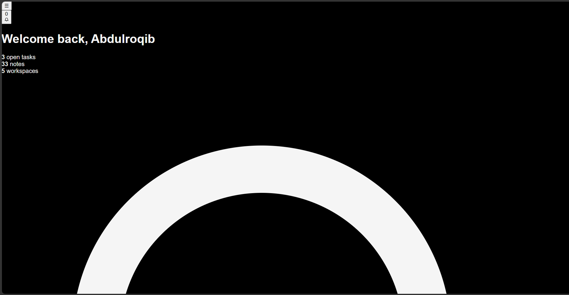 LogHue dashboard with a black background, light text, and the base sans-serif font applied, before any layout styling