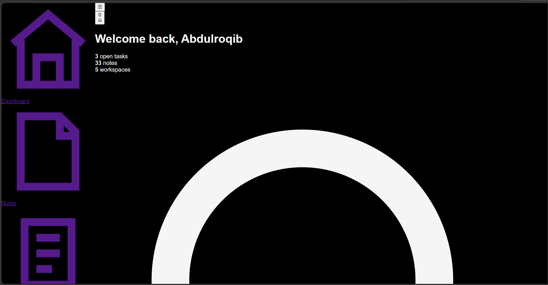 LogHue dashboard with the sidebar and main content arranged as two columns