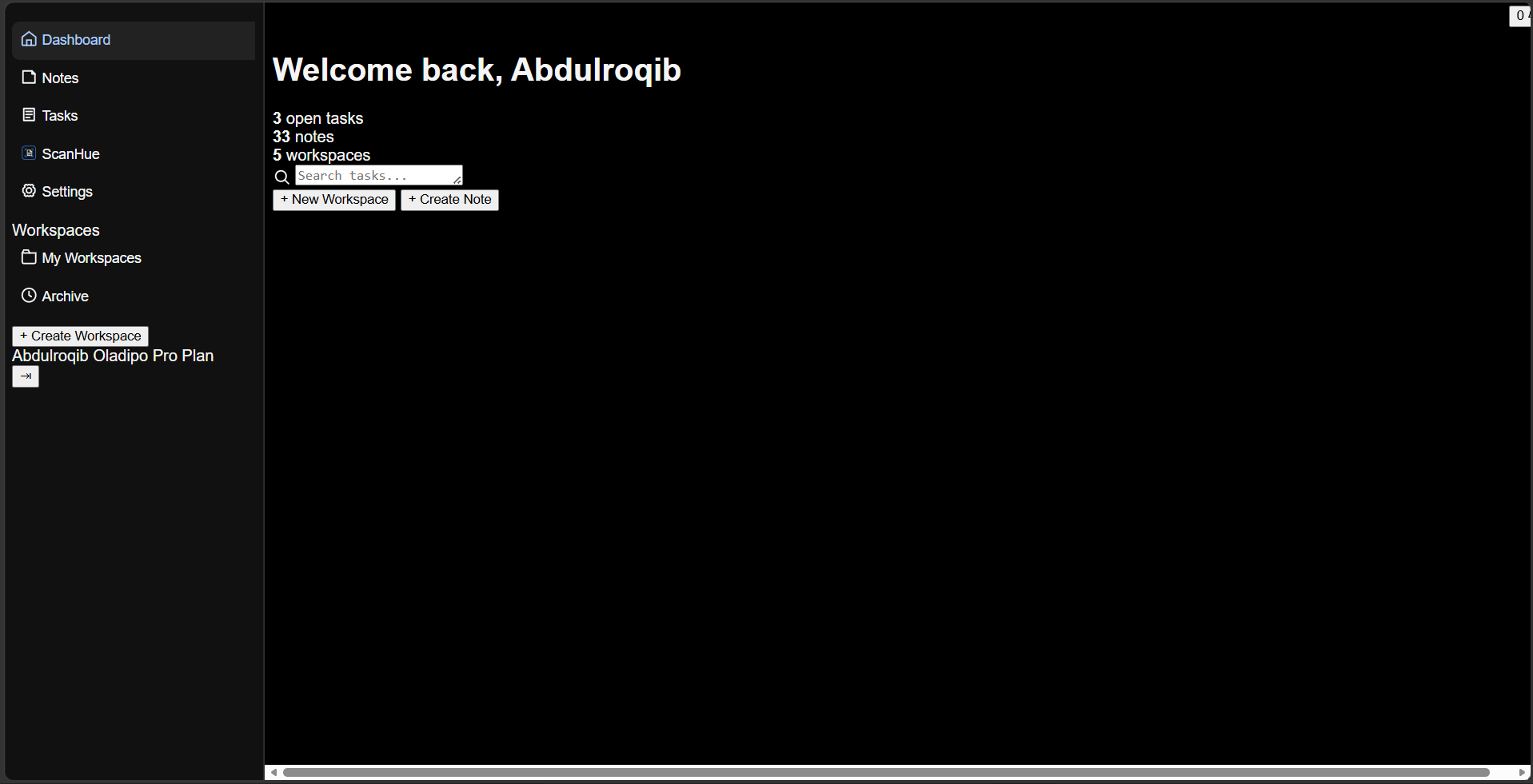 LogHue dashboard with the main content styled