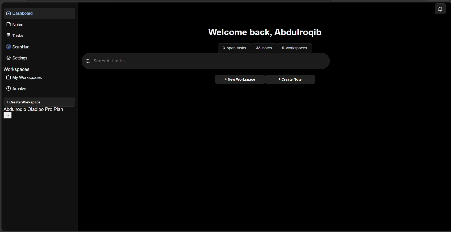 LogHue dashboard with controlled content containers