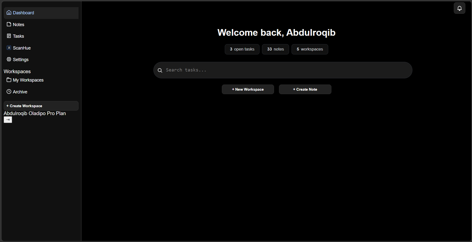 Dashboard after completing Step 6, Spacing
